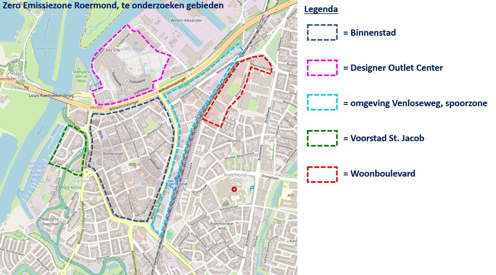 Te onderzoeken gebied zero emissie zone Roermond